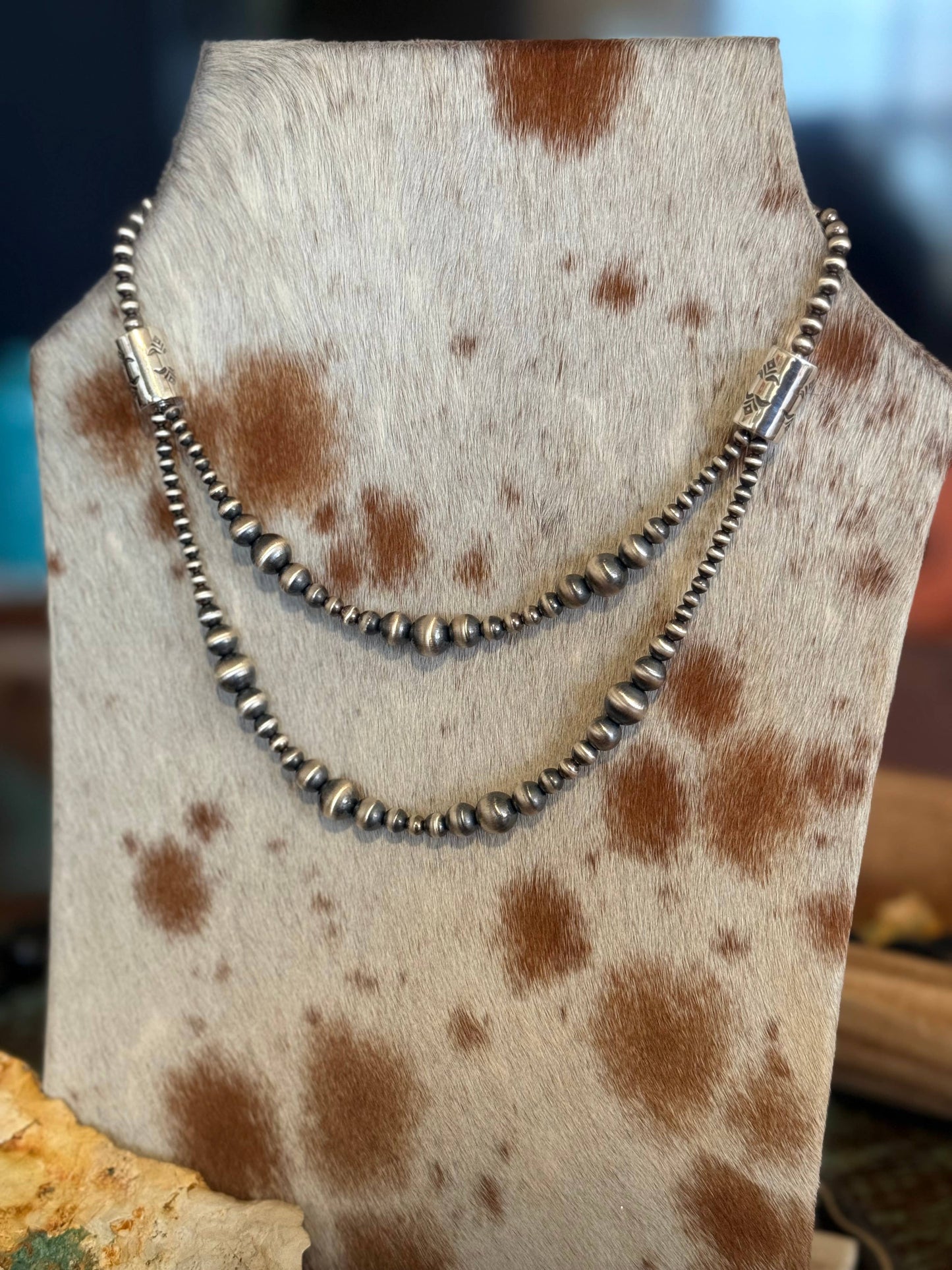 #057 Sterling Pearl Double Strand Necklace
