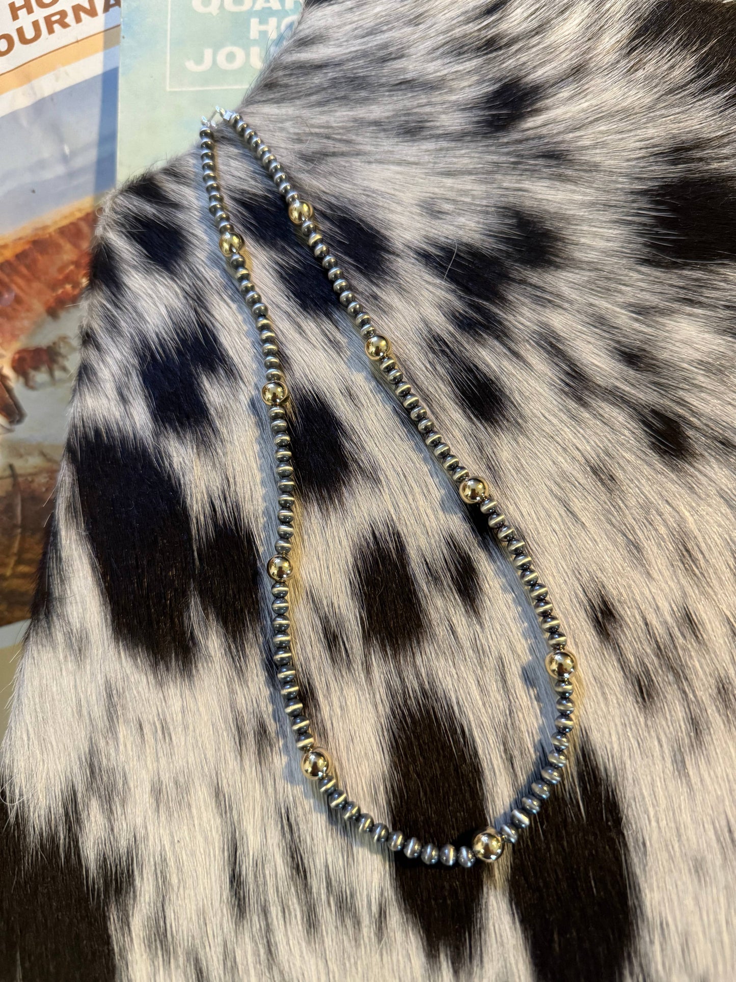 #004 4mm Sterling Pearls & 7mm Gold Filled Beads Necklace: 18”