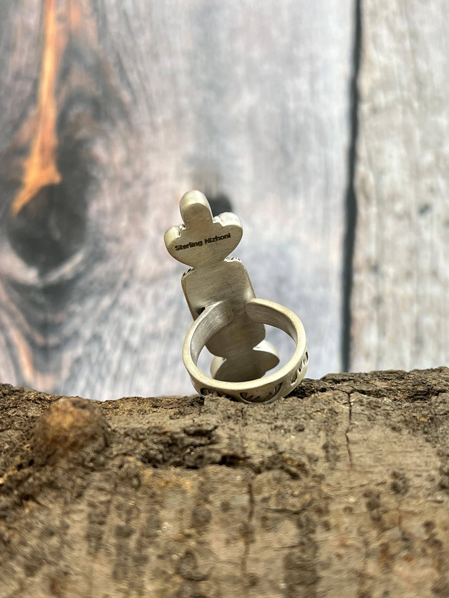 Handmade Sterling Silver Cotton Candy Turquoise Adjustable Ring with Signed Nizhoni: Adjustable / Cotton Candy Turquoise