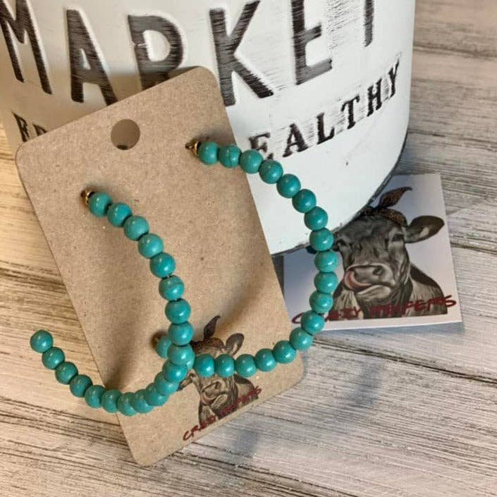 Stone Bead Hoop Earrings