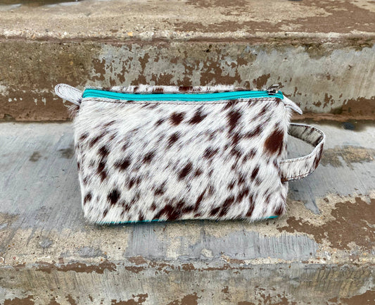 Cowhide Makeup Bag : Turquoise