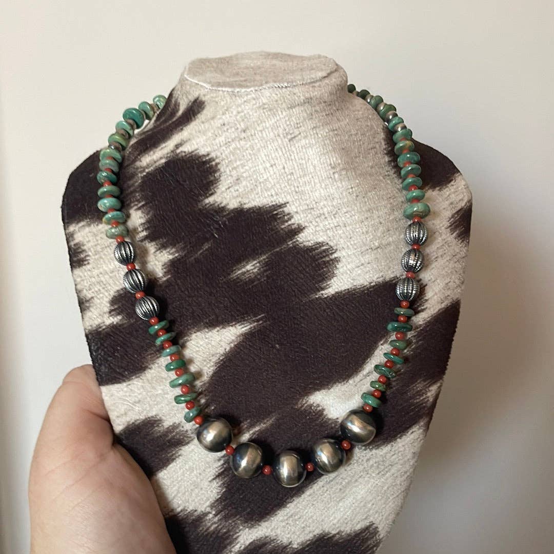 Handmade Sterling Silver & Multi Stone Beaded Necklace: Multi-Stone / Beaded