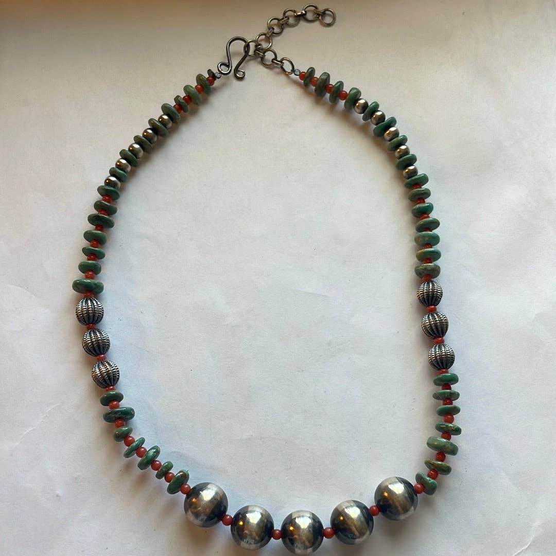 Handmade Sterling Silver & Multi Stone Beaded Necklace: Multi-Stone / Beaded