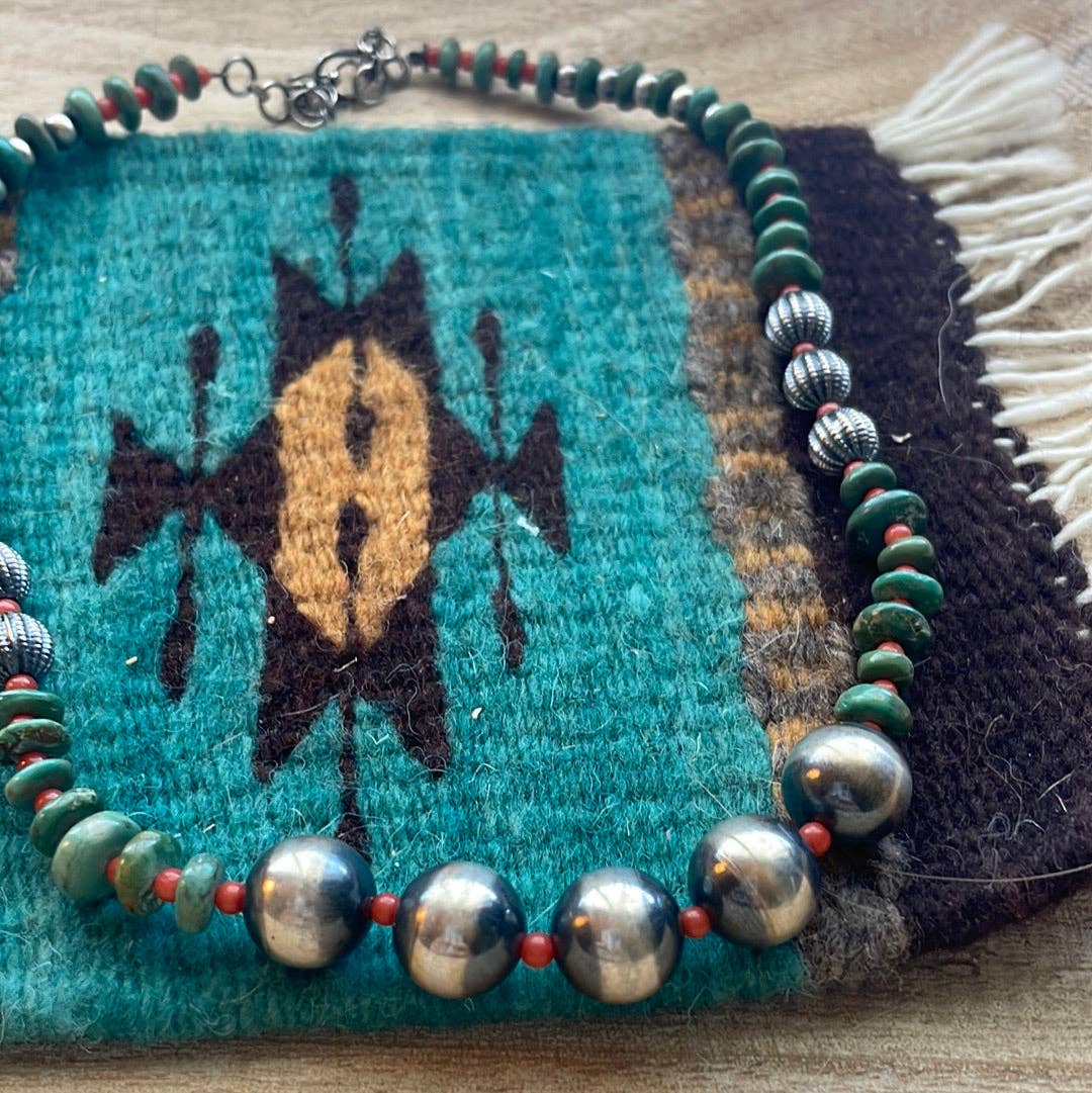 Handmade Sterling Silver & Multi Stone Beaded Necklace: Multi-Stone / Beaded