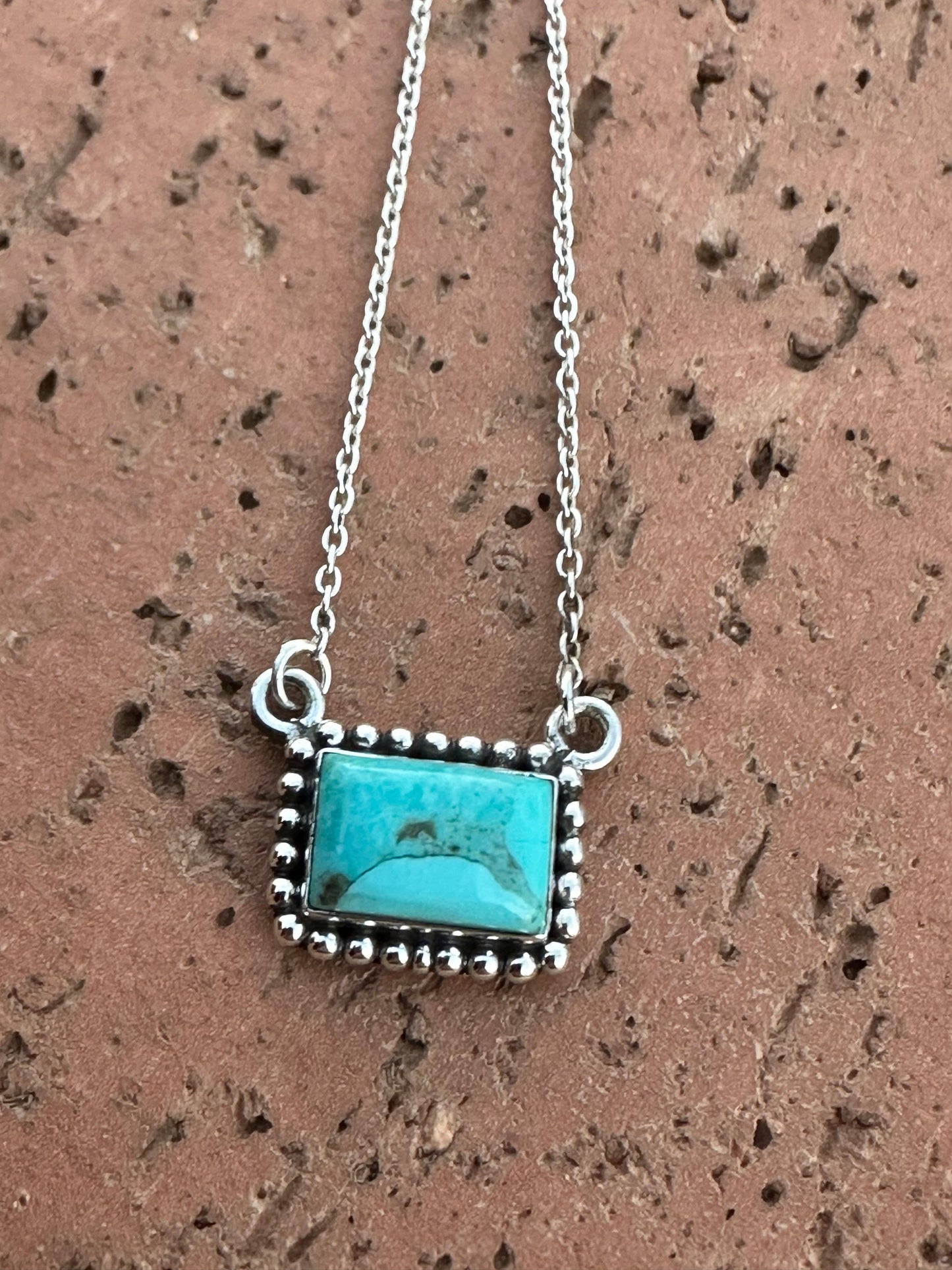 Handmade Sterling Silver Kingman Turquoise Bar Necklaces: El Camino Bar