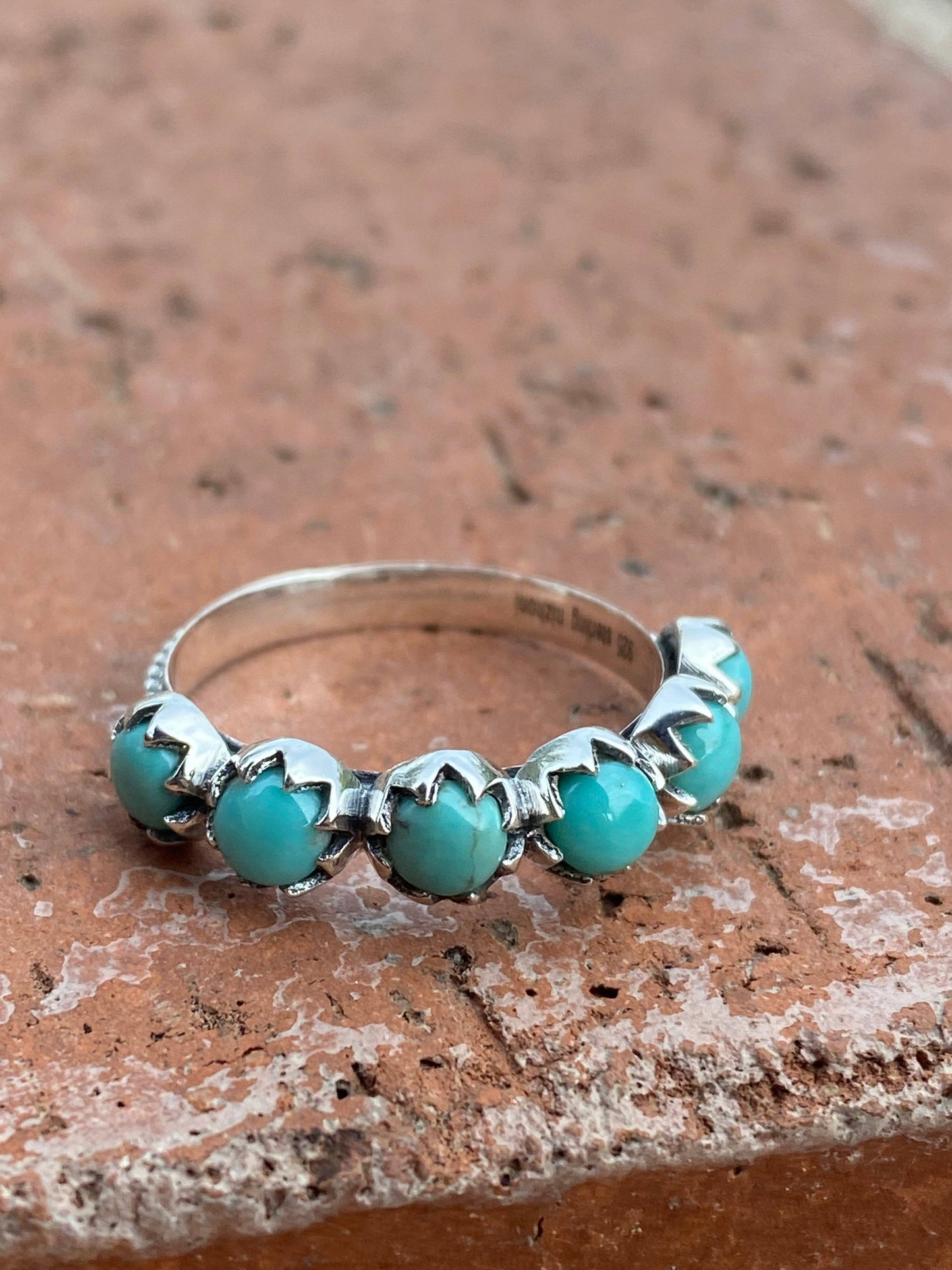4mm Natural Kingman 6 Stone Sterling Silver Stacker Band: 10