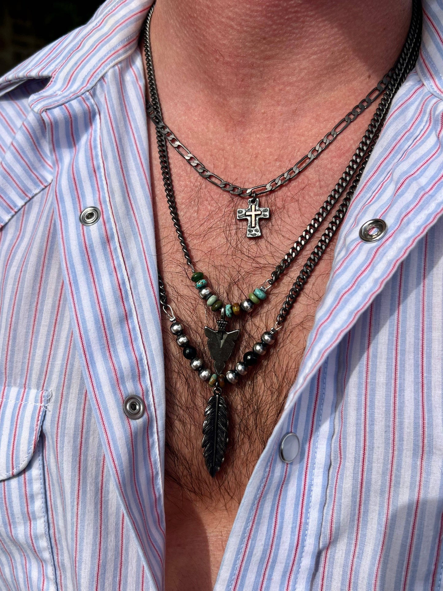 Men Black Chain With Cross