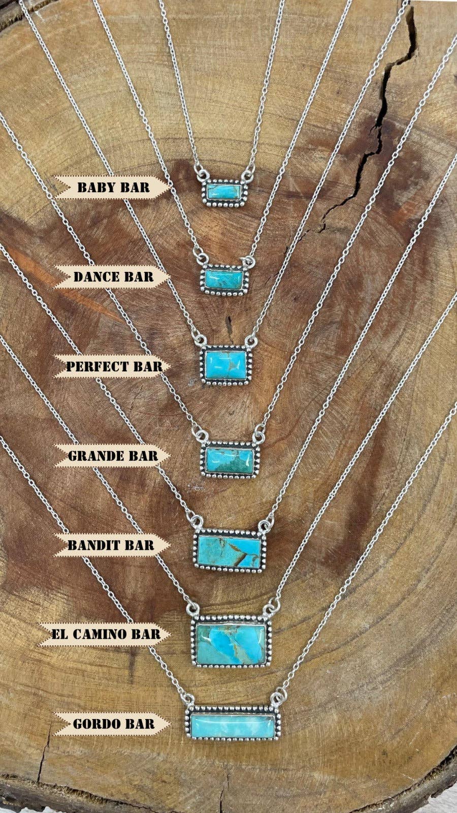 Handmade Sterling Silver Kingman Turquoise Bar Necklaces: El Camino Bar
