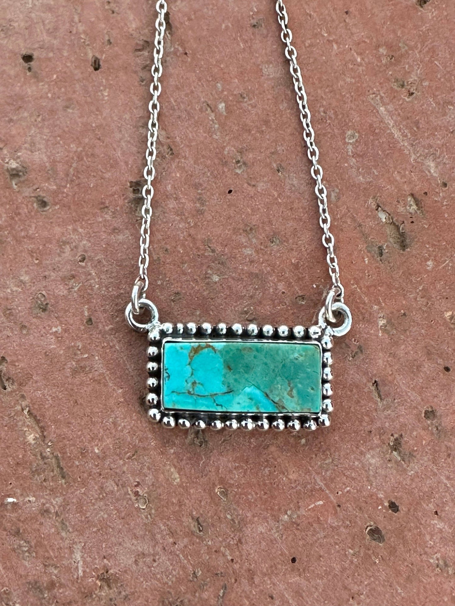 Handmade Sterling Silver Kingman Turquoise Bar Necklaces: El Camino Bar