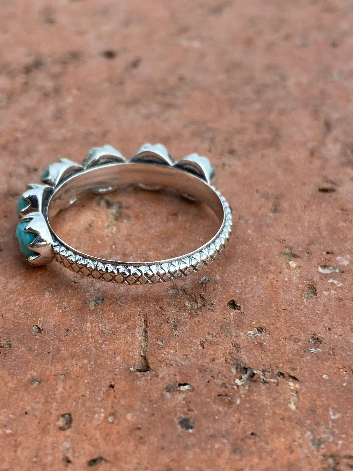 4mm Natural Kingman 6 Stone Sterling Silver Stacker Band: 10