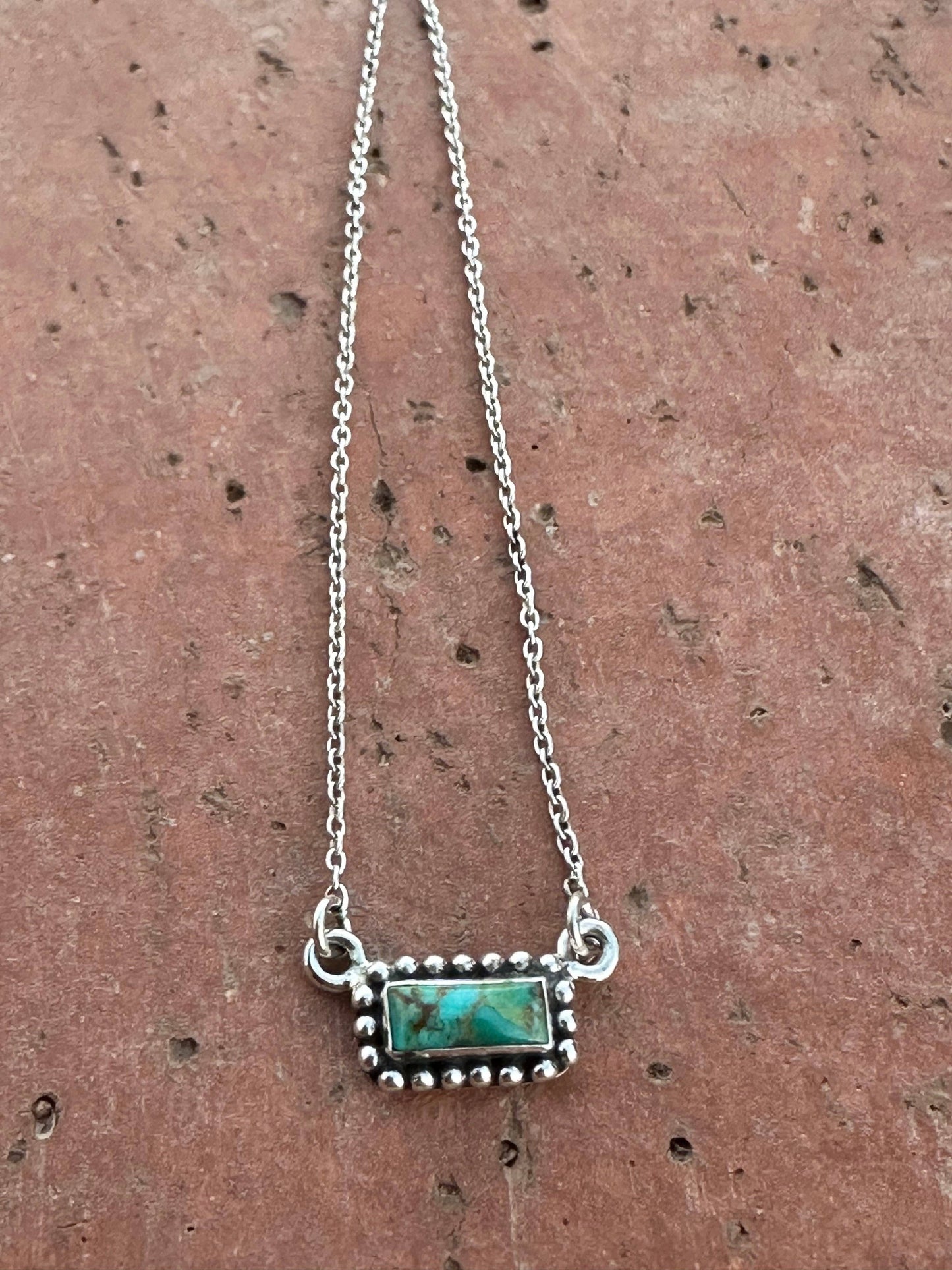 Handmade Sterling Silver Kingman Turquoise Bar Necklaces: El Camino Bar