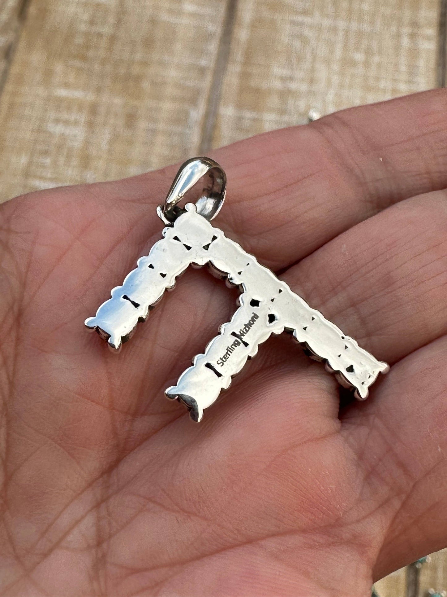 Beautiful Handmade Sterling Silver and Royston Turquoise Letter Pendant: K