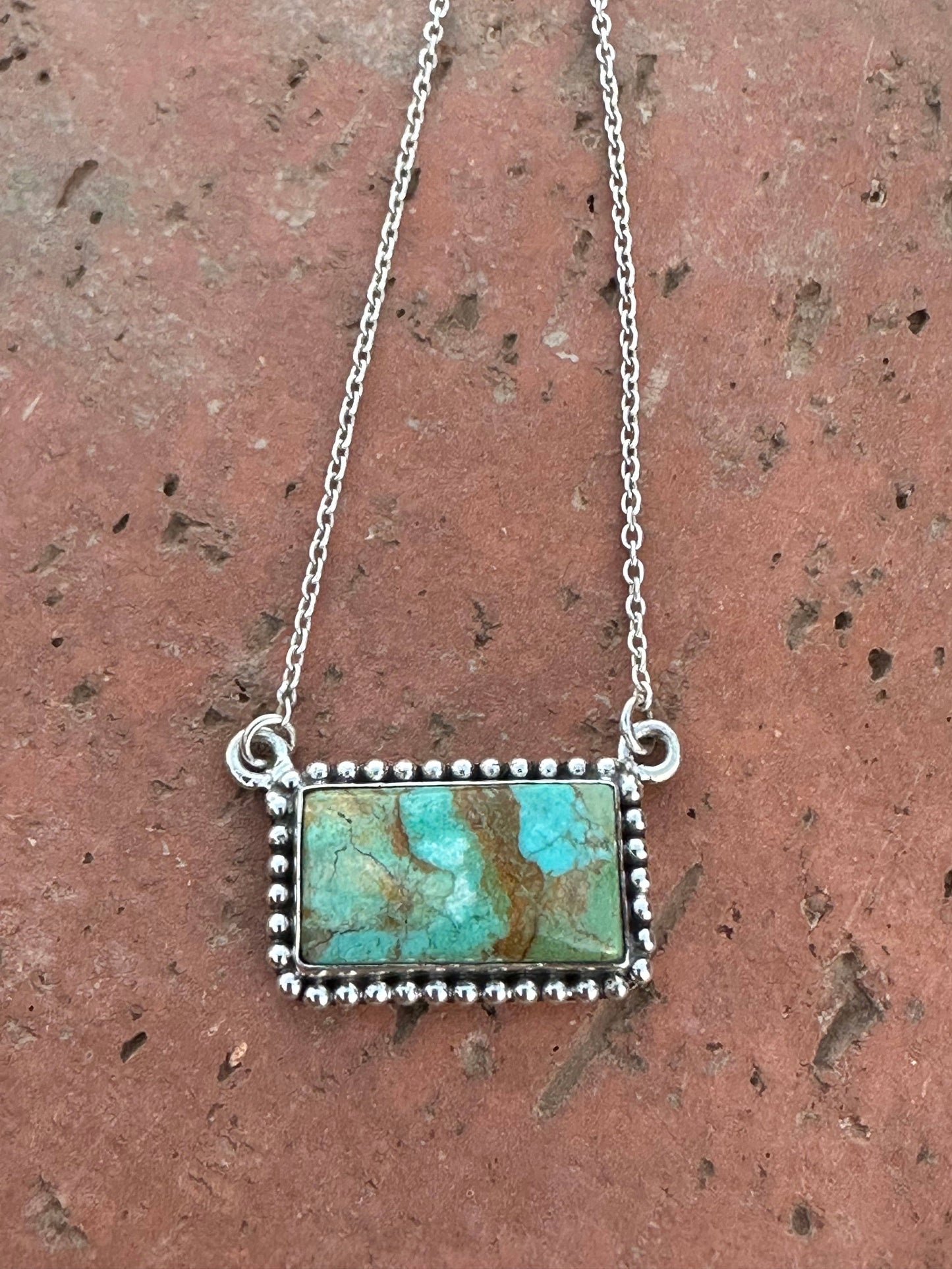 Handmade Sterling Silver Kingman Turquoise Bar Necklaces: El Camino Bar