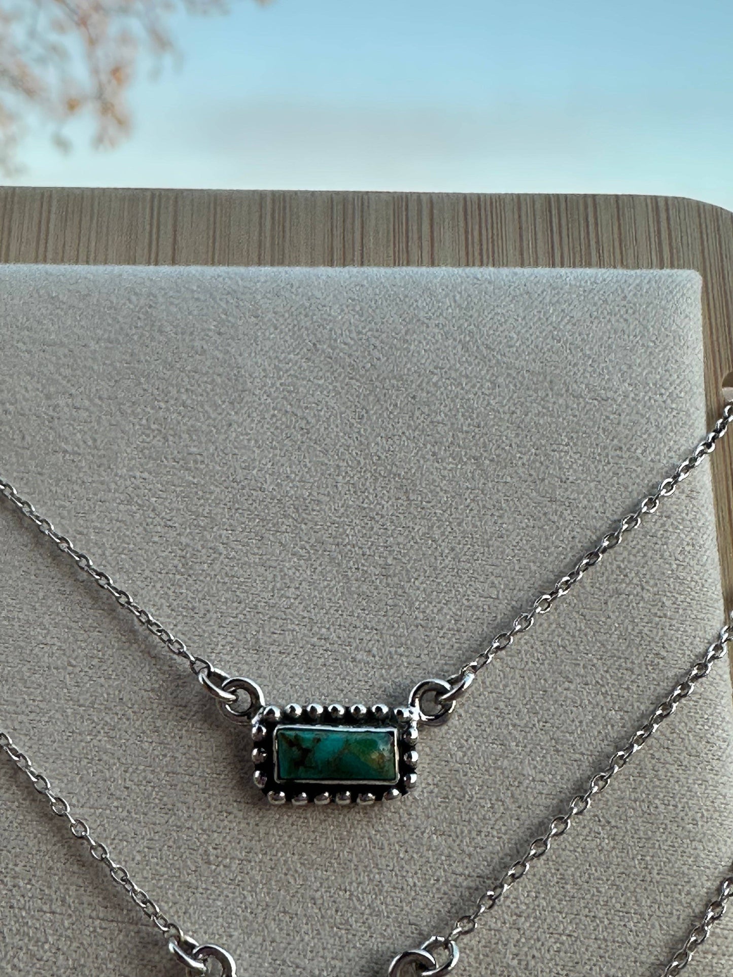Handmade Sterling Silver Kingman Turquoise Bar Necklaces: El Camino Bar