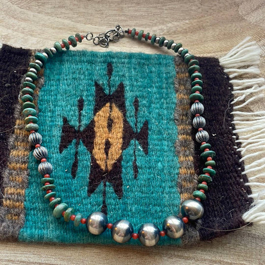 Handmade Sterling Silver & Multi Stone Beaded Necklace: Multi-Stone / Beaded