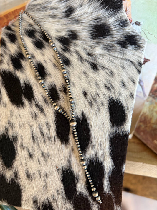 #085 Graduated Sterling Pearl Lariat Necklace 