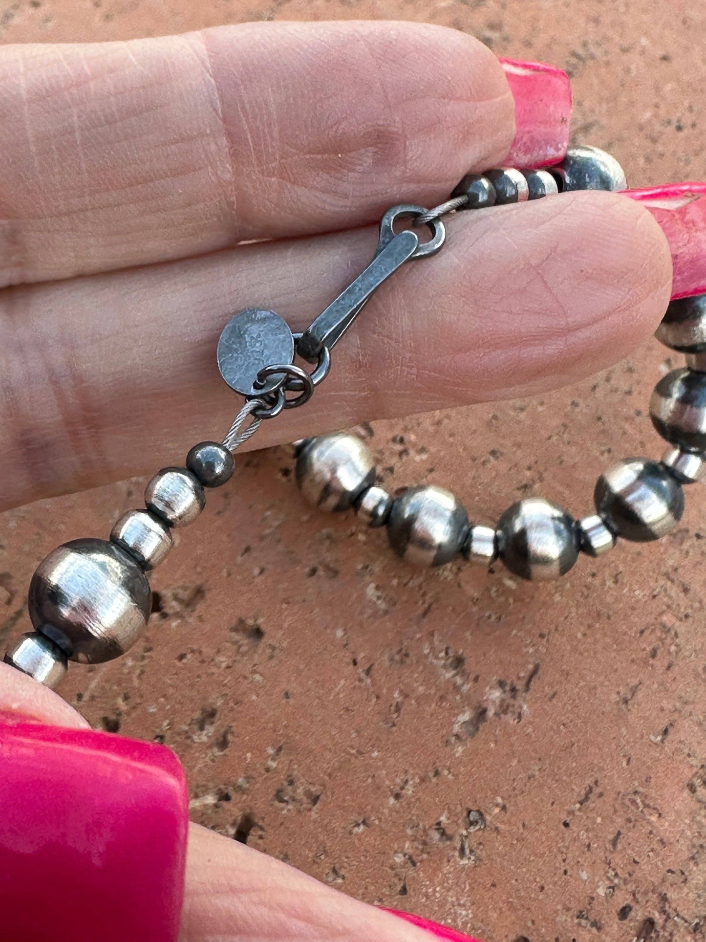 Navajo Pearl Style 4mm & 8mm Sterling Silver Necklaces: 14”