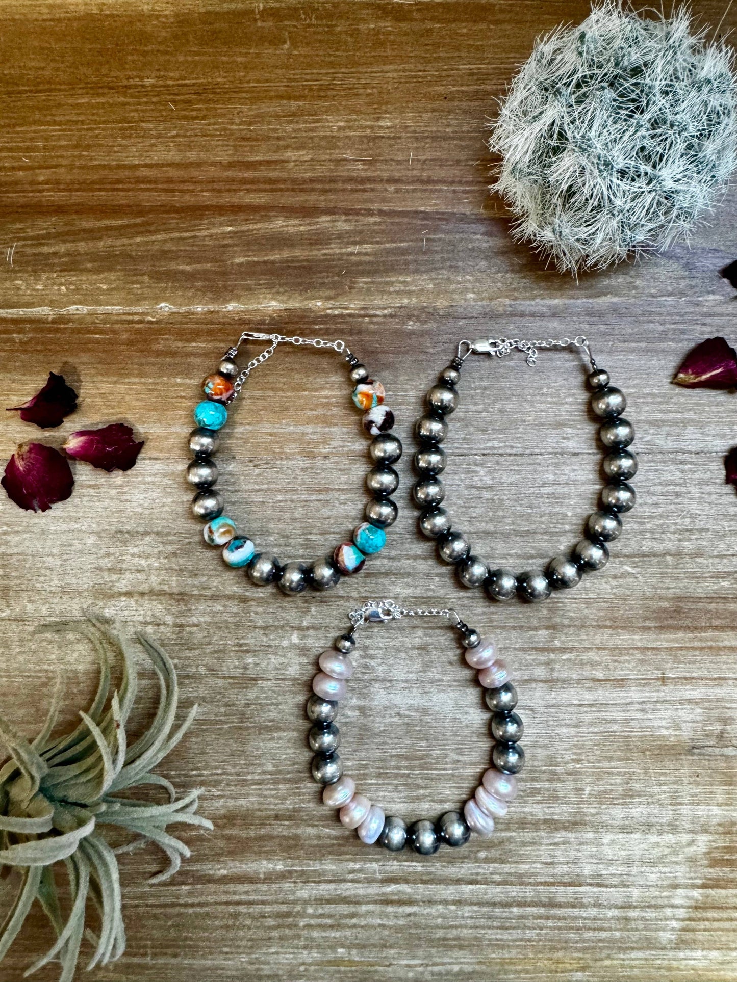 10 mm Sterling Silver Pearls bracelet - Western Jewelry
