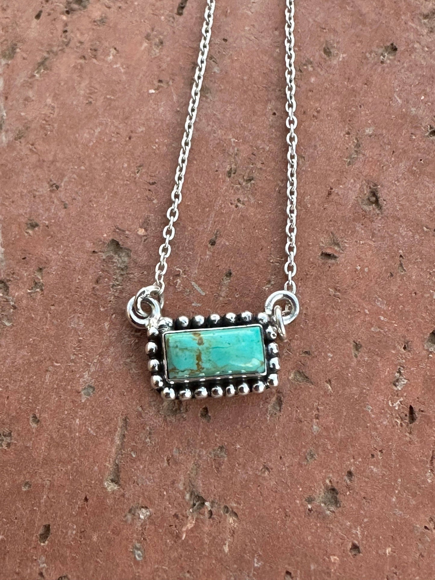 Handmade Sterling Silver Kingman Turquoise Bar Necklaces: El Camino Bar