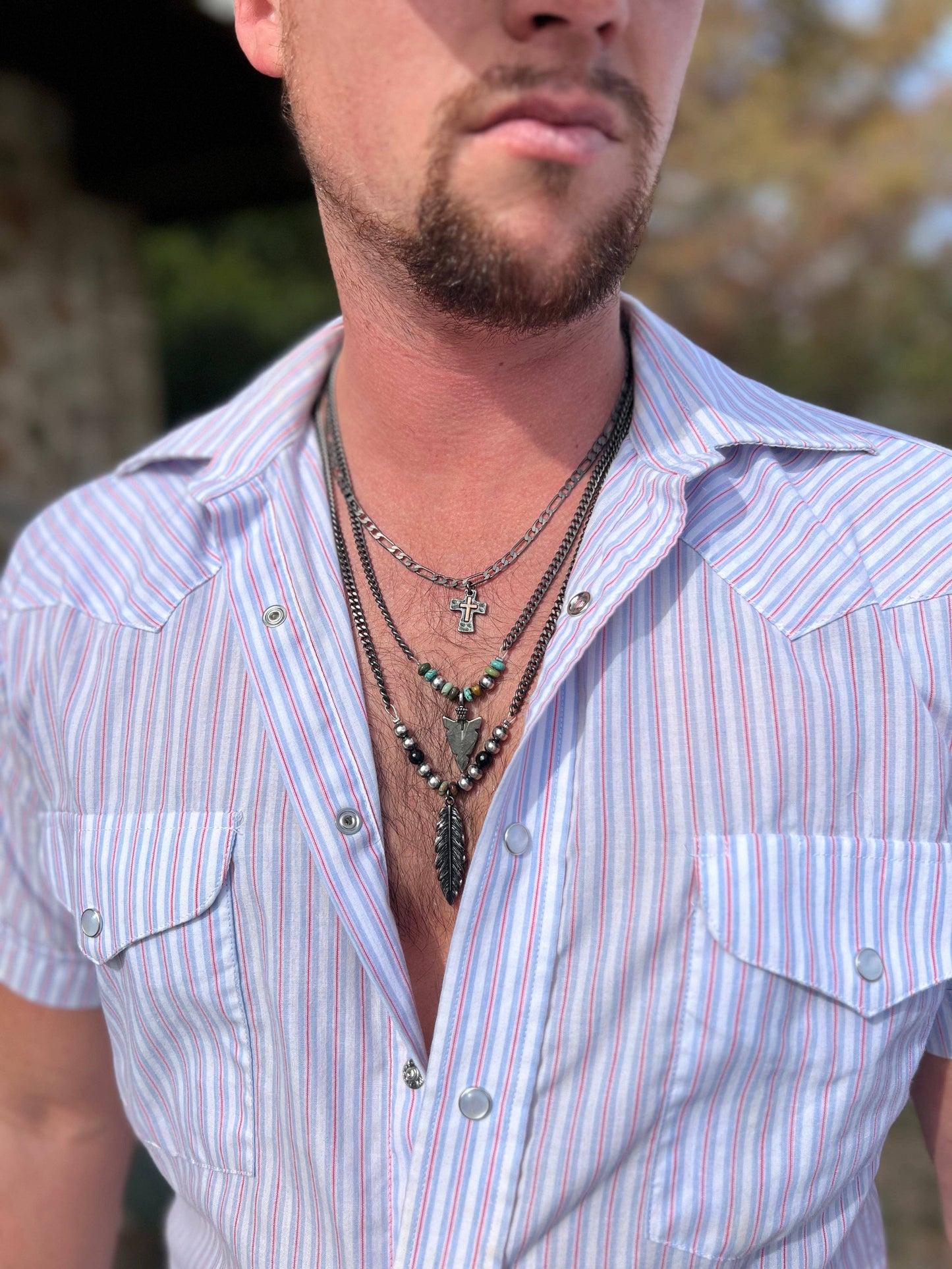 Men Black Chain With Cross