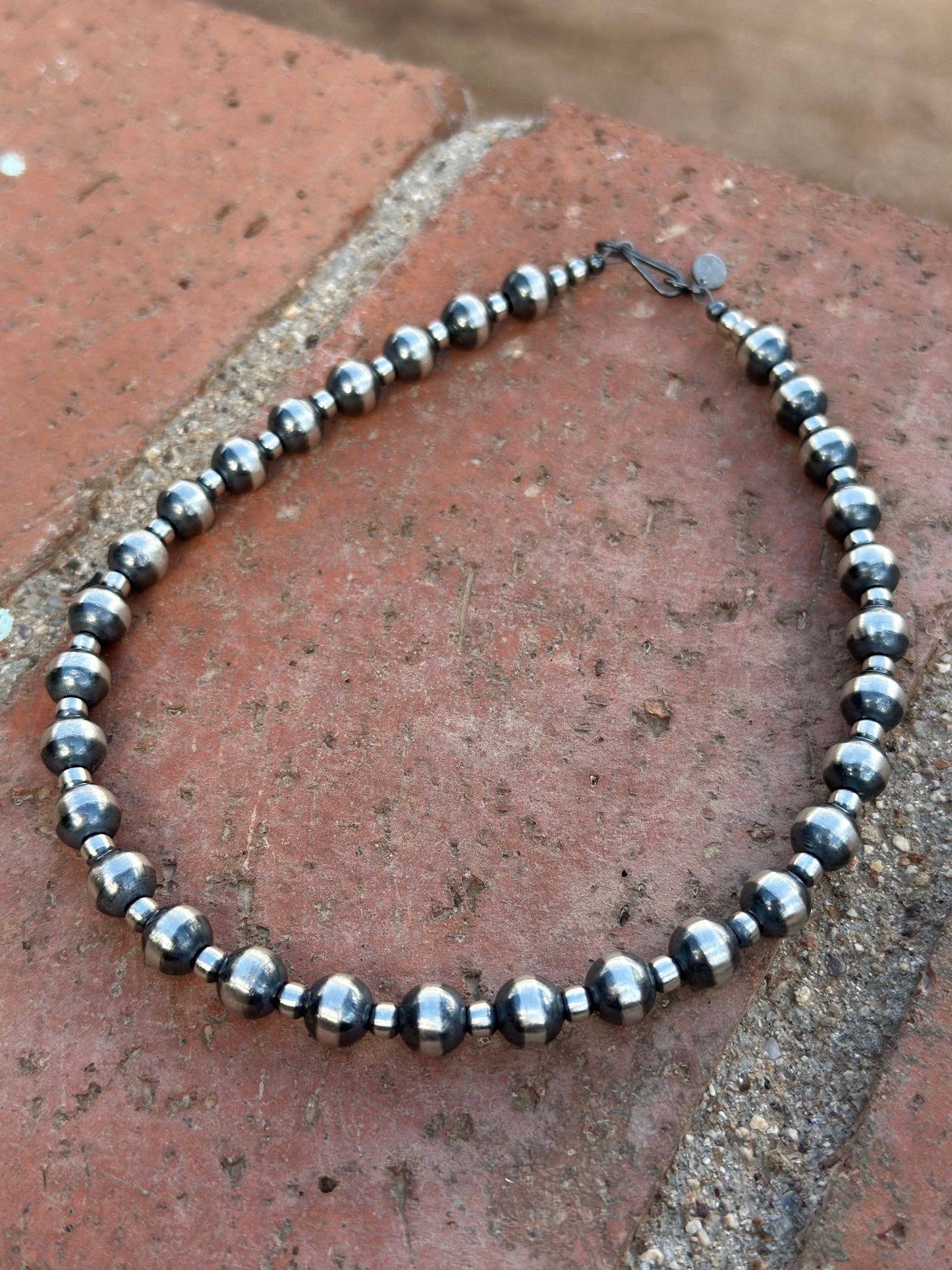 Navajo Pearl Style 4mm & 8mm Sterling Silver Necklaces: 14”