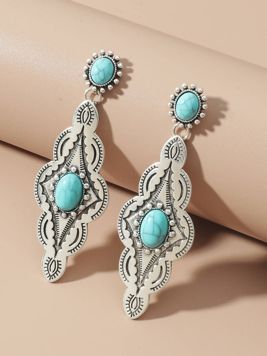 Turquoise western style earrings