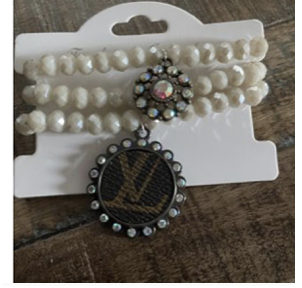 Lv Upcycled Stretch Bracelet  IVORY