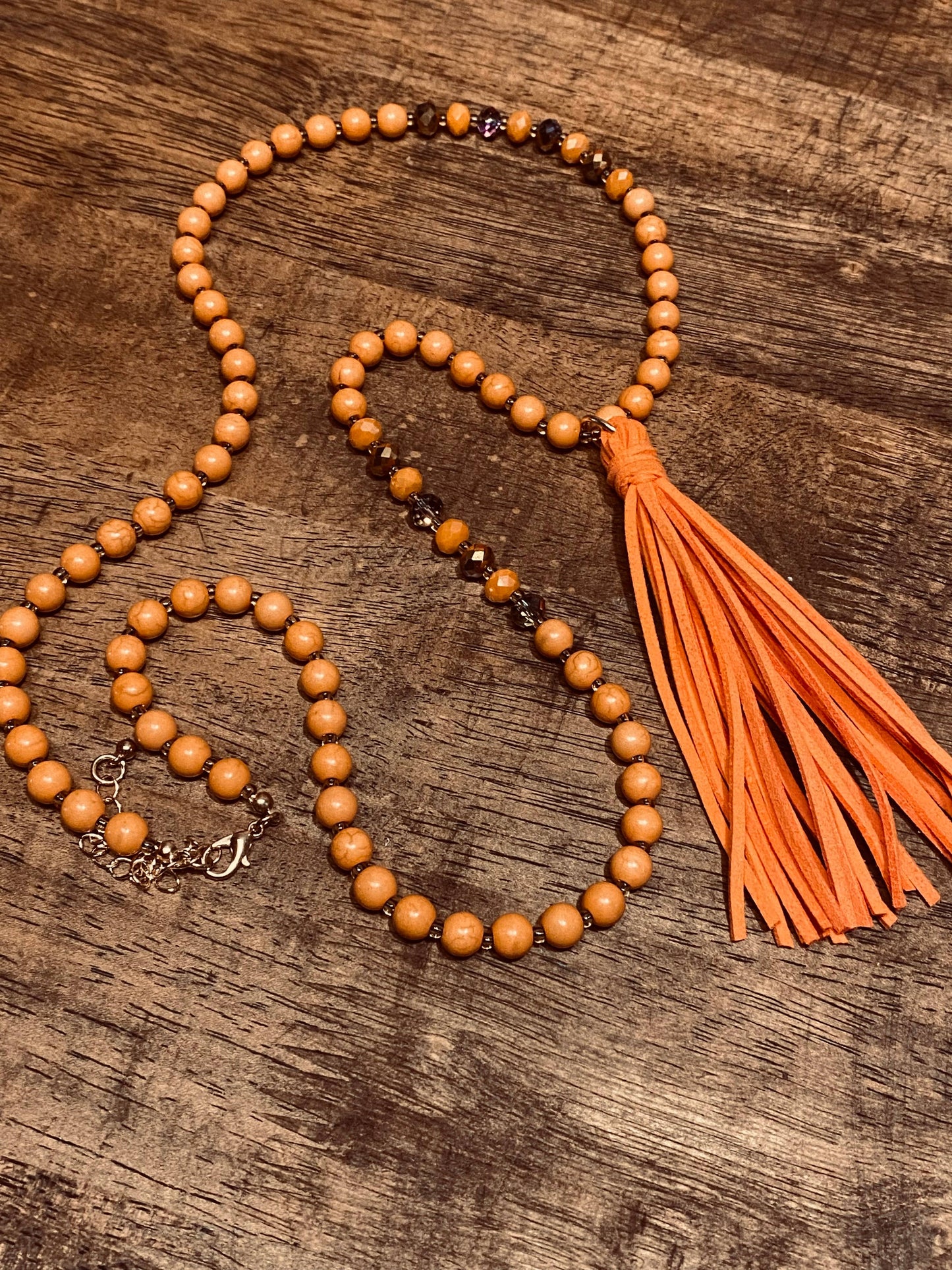 Beth - Coral Tassel Necklace
