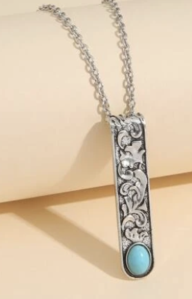 Textured Metal Geometric Pendant Necklace