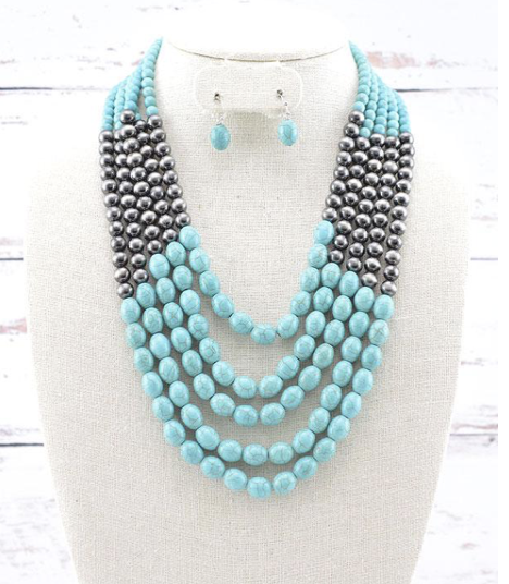 Western Turquoise Layered Necklace Set