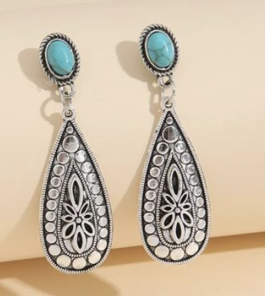 Turquoise Decor Water Drop Earrings