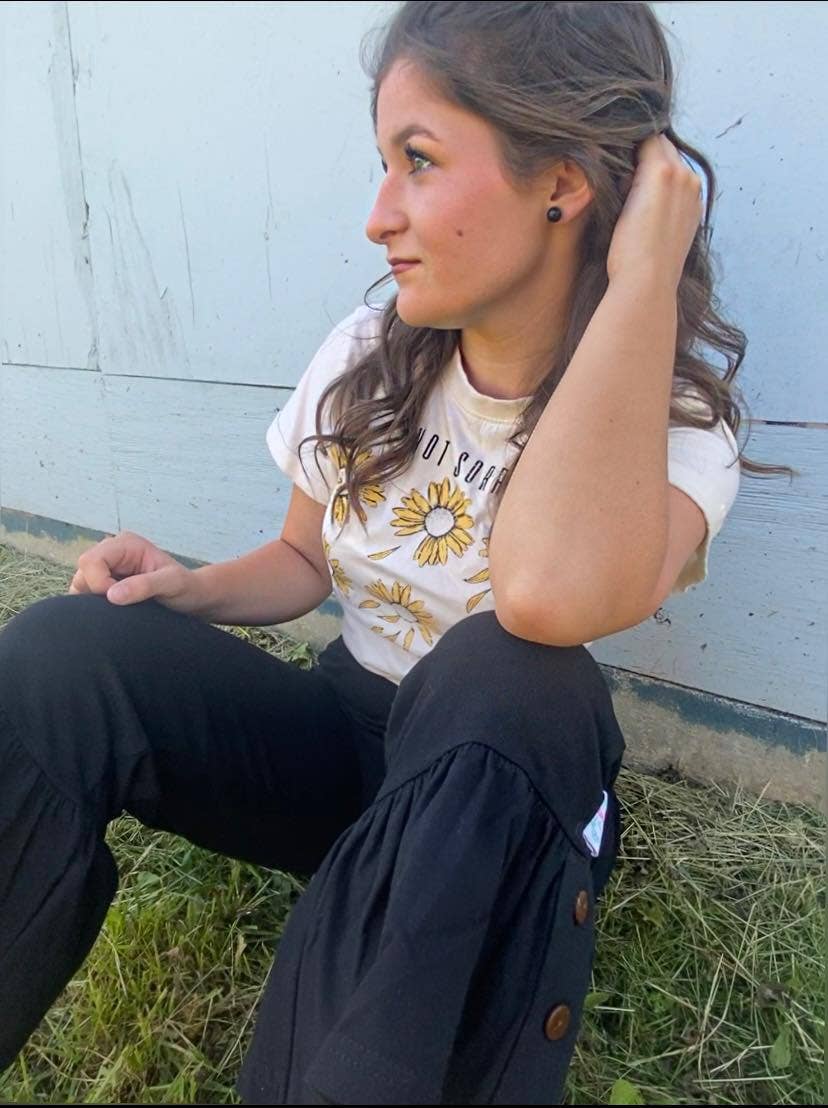 Black Boho Western Flare Pants